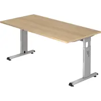 Hjh OFFICE PRO MEGA 16 S - 160 x 80 Eiken/Zilver Tafelhoogte I In hoogte verstelbaar