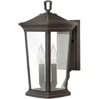 HINKLEY Wandlamp buiten Bromley 2 medium, dimbaar, brons / oud-messing, Aluminium, Antiek, Wandlamp buiten