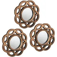 Relaxdays spiegel set van 3 - rond - Ø 25 cm - wandspiegel vintage - goud-zwart