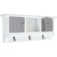 MCW Toetsenbord -A48, sleutelkast met deuren, massief hout MVG-gecertificeerd ~ grijs-wit