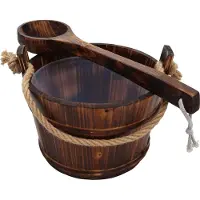 Mendler Saunacuip met inzetstuk -B26, sauna accessoires saunacuip sauna opgietlepel, dennenhout 3,5 L ~ donkerbruin