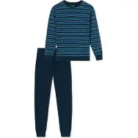Schiesser Pyjama lang ' UNCOVER Nightwear ' donkerblauw