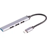 S-Impuls USB hub (USB-C) | 4x USB-A | USB2.0/USB3.0 | slim design | aluminium | 0,10 meter