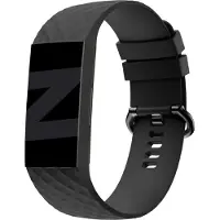 Bandz siliconen band 'Classic' geschikt voor Fitbit Charge 3 / Charge 4 - Hoogwaardig siliconen materiaal bandje - Ideaal voor dagelijks gebruik - zwart siliconen bandje - maat L
