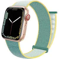 Strap-it Nylon Loop band - Geschikt voor Apple Watch bandje - Series 1/2/3/4/5/6/7/8/9/10/11/SE/SE2/SE3 - Sunshine - Nylon bandje met klittenband - Stof iWatch bandje voor maat: 38 / 40 / 41 / 42mm