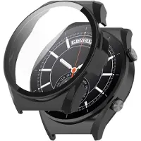 Strap-it Hard case bescherming - Stevig PC hoesje met glasplaat geschikt voor Xiaomi Watch S1 - zwart