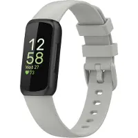 Strap-it Siliconen Smartwatch bandje - Geschikt voor Fitbit Inspire 3 siliconen bandje - grijs - Horlogeband / Polsband / Armband - Maat: Maat S