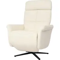 Mendler Relaxfauteuil -L10, design TV-fauteuil TV-fauteuil relaxfauteuil, draaibare relaxfunctie, volledig leer ~ crème-wit