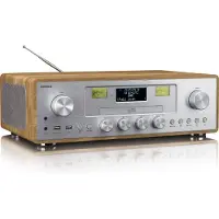 Lenco DAR-281WDSI - DAB+/FM radio met CD-speler, USB, Bluetooth en draadloos oplaadpunt - Hout/Zilver