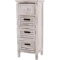 MCW Ladekast T18, ladekast, 4 laden, 74x30x25cm Shabby-Look Vintage ~ wit