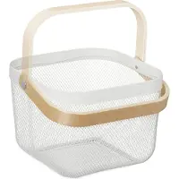 Relaxdays draadmand - set van 2 - met hengsel - 17,5 x 26 x 24,5 cm - opbergmand - wit