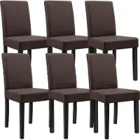 En.casa Eetkamerstoel Zagreb 90x37-42x48 cm set van 6 kunstleer bruin