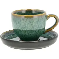 Bitz espressokop met schotel 7 cl Groen-zwart