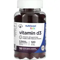 Nutricost , Kids, Vitamin D3, Leeftijd 4+, Gemengde vijgen, 62,5 mcg (2,500 IU), 120 Gummies