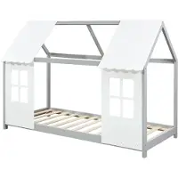 En.casa Kinderbed Tostedt huisbed grenen grijs en wit 90x200 cm []