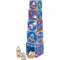Scratch Stapeltoren - Ruimte - 5 Stuks - Met Houten Figuurtjes - 1 Jaar