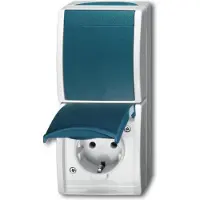 Busch-Jaeger 2601/6/20 EW-53 Ocean (opbouw) Schakel-/stopcontact combinatie spatwaterdicht Blauw, Groen