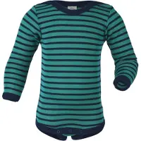 Engel - Baby Body L/S mit Druckknöpfen geringelt 74/80, blauw/turkoois