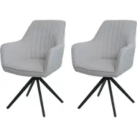 Mendler Set van 2 eetkamerstoelen -L79, keukenstoel armleuningen, draaibare autostoel stof/textiel ~ crème-beige