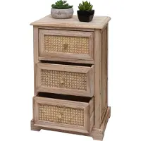 MCW Ladekast -K87, ladekast kast, hout rotan 63x40x28cm ~ natuurlijke kleur