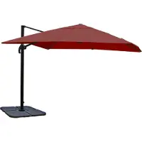 Mendler Zweefparasol -A96, horecaparasol, 3x3m (Ø4,24m) polyester/aluminium 23kg ~ bordeaux met voet, draaibaar