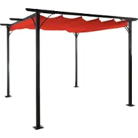 Mendler Pergola -C42, tuinpaviljoen, stabiel 6cm frame + schuifdak ~ 3x3m terracotta
