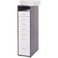 MCW Trolley kast Boston T851, ladekast stalen kast, 110x28x41cm 8 laden ~ donkergrijs wit