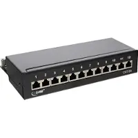 InLine Premium CAT6a Gigabit DIN Rail Patch Panel 1U met 12 poorten - afgeschermd / zwart