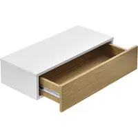 En.casa Wandplank met lade 50x24x12cm 2 stuks set - wit en houtlook