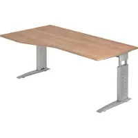 Hjh OFFICE PRO UNDA 18 S - 180 x 100 Walnoot/Zilver Tafelhoogte I In hoogte verstelbaar