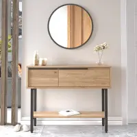 En.casa Console tafel Vesanto sidetable 100x29,5x76 cm eikenkleurig en zwart []