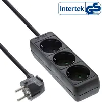 InLine Stekkerdoos met 3 contacten en schakelaar / zwart - 1,4 meter