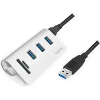 Logilink CR0045 CR0045 USB-hub 3 poorten USB-A USB 3.0 5 GBit/s Met aluminium behuizing, Met ingebouwde SD-kaartlezer Zilver