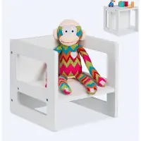 Relaxdays kinderstoeltje 2in1 - 30x30x30 cm - kindertafel - meegroei peuterstoel - wit