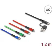 DeLOCK USB Charging Cable 4 in 1 USB Type-A + USB-C to 2 x Lightning / Micro USB / USB Type-C 1.20 m