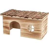 Trixie huis grete 2 uitgangen cavia schorshout gevlamd 35x20x18 cm