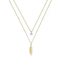Elli Halsketting Veer Boho Kristal 925 Sterling Zilver verguld