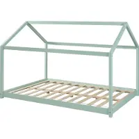 En.casa Kinderbed Cerro huisbed met bedbodem 140x200 cm mint