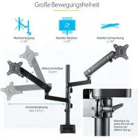 StarTech.com Bureau ondersteuningssystemen voor 2 schermen - StarTech - ARMDUALPIVOT - Hoogte verstelbaar - Aluminium - Mat zwart