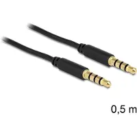DeLOCK 3,5mm Jack 4-polig audio/video kabel AWG24 / zwart - 0,50 meter