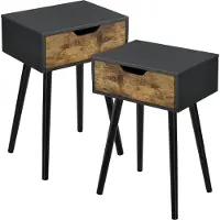 En.casa Bijzettafel Östersund 60x40x29,5 cm set van 2 zwart en houtkleurig donker []