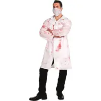 Boland verkleedjas Dr. Mad polyester wit/rood