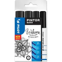 Pilot Verfstift Pilot Pintor assorti breedtes zwart etui à 4 stuks