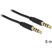 DeLOCK 3,5mm Jack 4-polig audio/video kabel AWG24 / zwart - 5 meter