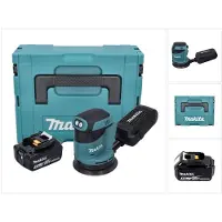 Makita Slijpmachine + polijstmachine, DBO 180 G1J Accuschuurmachine 18 V 125 mm + 1x accu 6.0 Ah + Makpac - zonder lader (Excentrische schuurmachine)