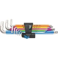 Wera 3950/9 Hex-Plus Multicolour HF Stainless 1 Haakse schroevendraaierset Inbus 9-delig