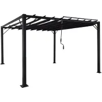 Mendler Pergola -L40, tuinrooster paviljoen terrasoverkapping, 8cm aluminium frame doek/textiel, 3x3m antraciet
