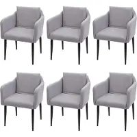 Mendler Set van 6 eetkamerstoel -H93, keukenstoel fauteuil stoel ~ stof/textiel lichtgrijs