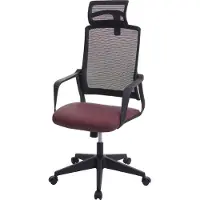 Mendler Bureaustoel -J52, bureaustoel, ergonomische hoofdsteun, kunstleer ~ bordeaux-rood