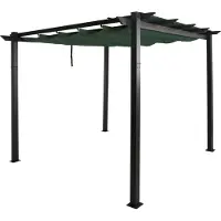 Mendler Aluminium pergola -N93, tuinpaviljoen, stevig frame van 8 cm, schuifdak, UV50+, 3x3 m ~ groen